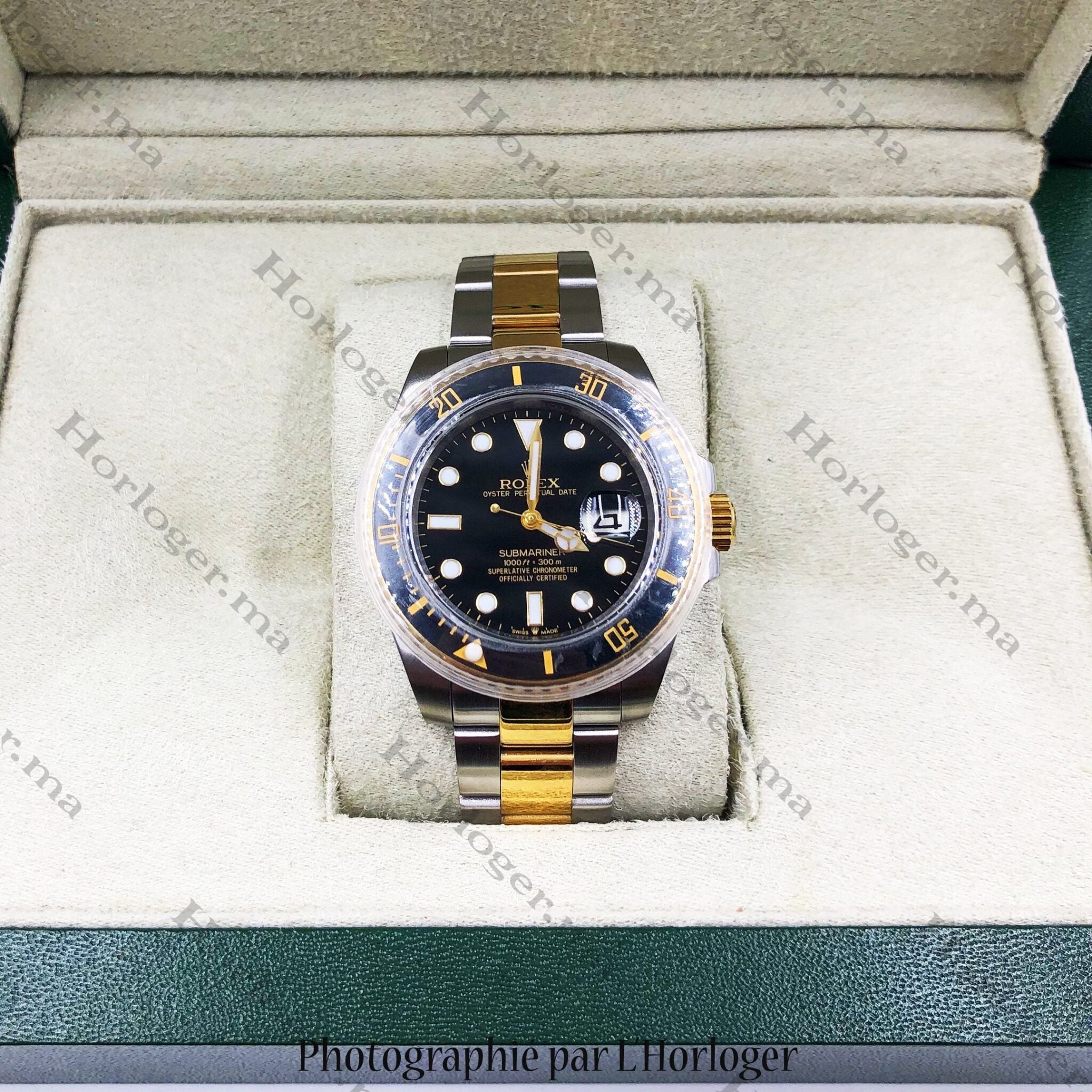 Selfika™ Men's Submariner Two Tone Black Dial Dive Watch 41mm
