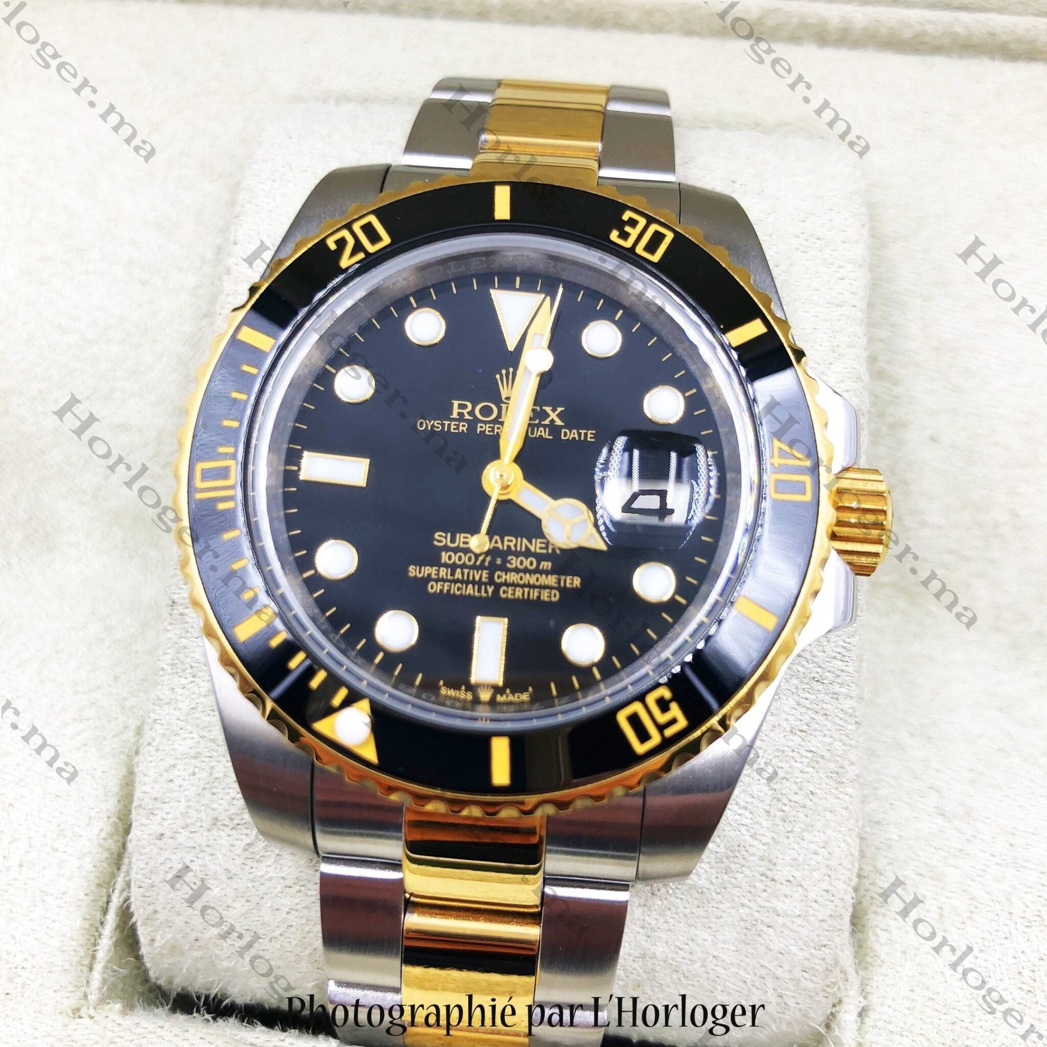 Selfika™ Men's Submariner Two Tone Black Dial Dive Watch 41mm