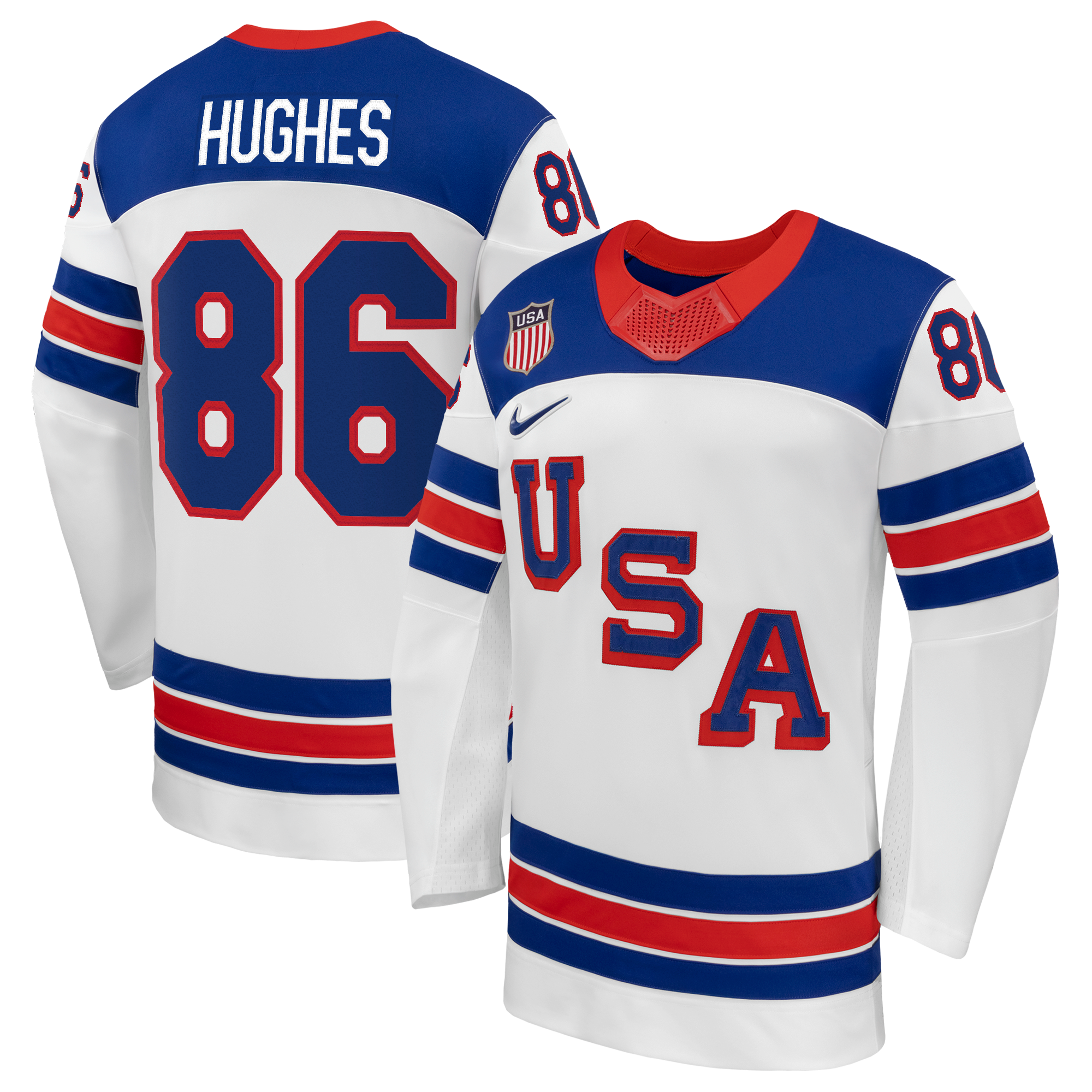 Jack Hughes #86 USA Hockey 2026 Away Jersey - Nike White - Jersey Teams World