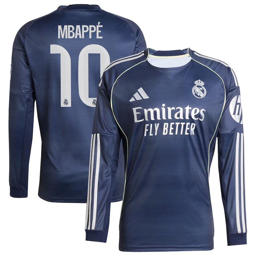 Kylian Mbappé Real Madrid Selfika Authentic 2025/26 Away Long Sleeve Player Jersey - Blue