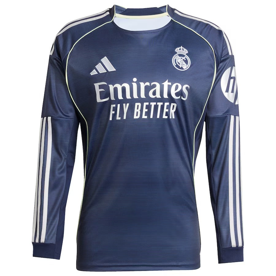 Kylian Mbappé Real Madrid Selfika Authentic 2025/26 Away Long Sleeve Player Jersey - Blue