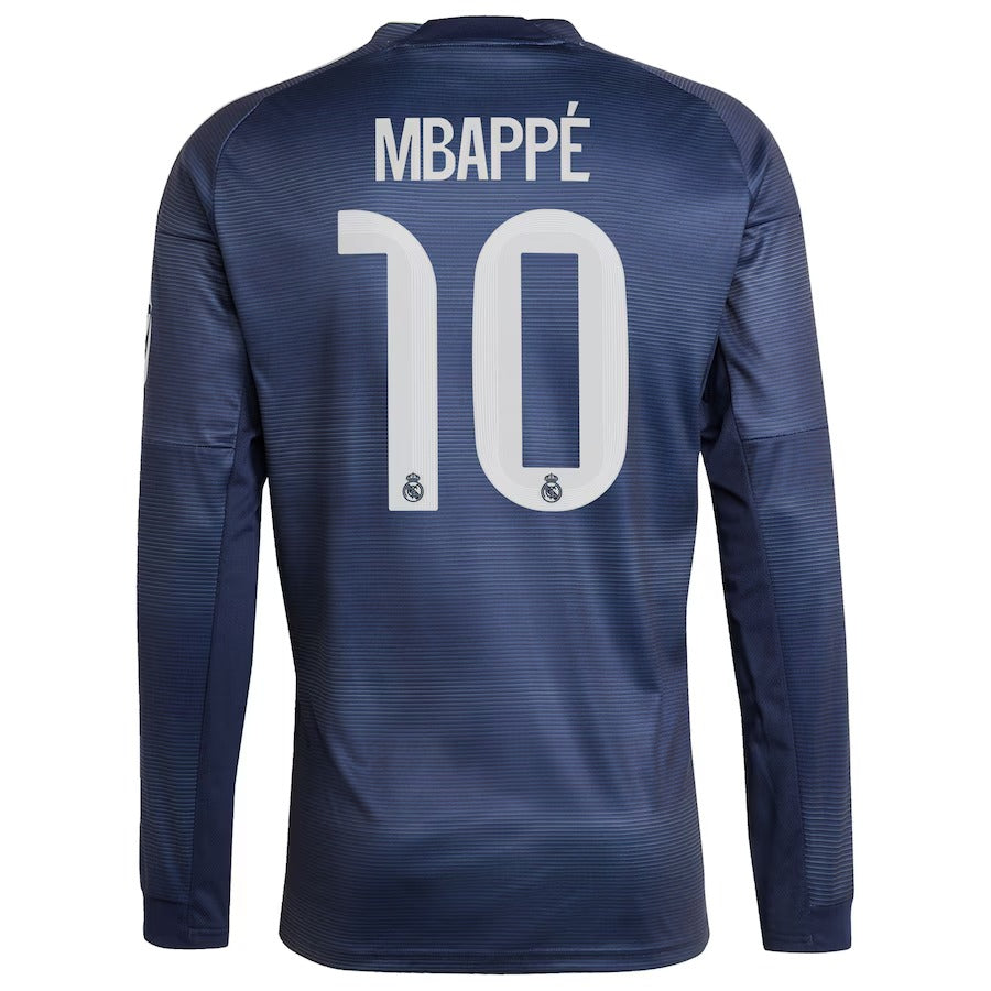 Kylian Mbappé Real Madrid Selfika 2025/26 Away Long Sleeve Player Jersey - Blue