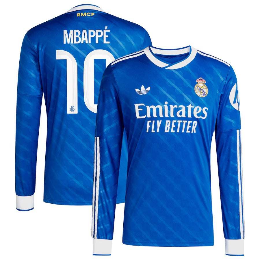 Kylian Mbappé Real Madrid Selfika 2025/26 Third Long Sleeve Player Jersey - Blue