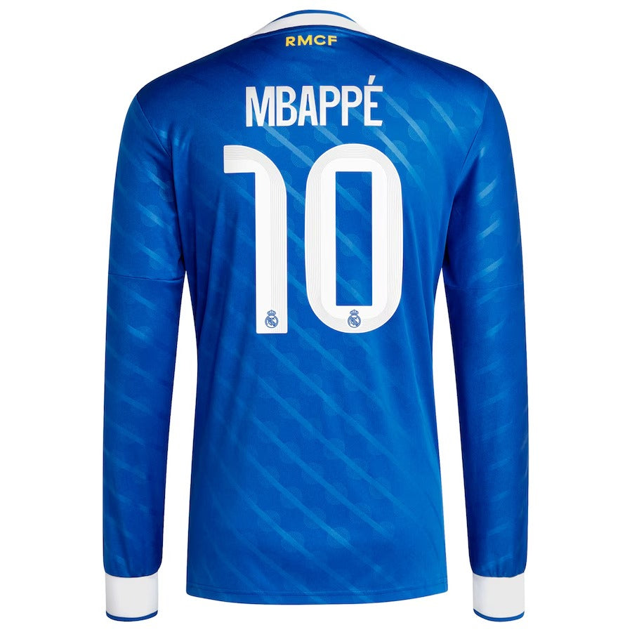 Kylian Mbappé Real Madrid Selfika 2025/26 Third Long Sleeve Player Jersey - Blue