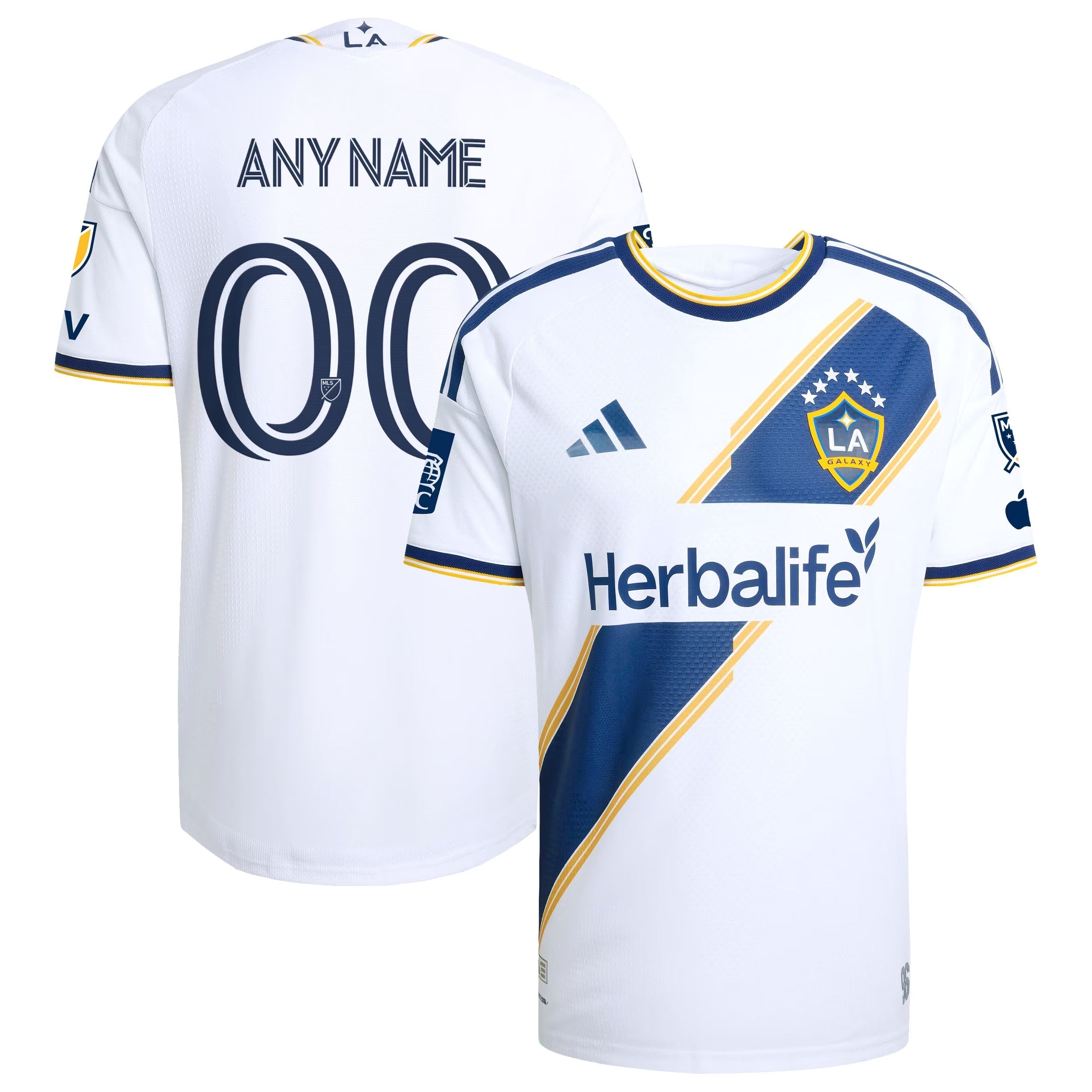 LA Galaxy // adidas Official 2026 The VeloCITY On-Field Patch Custom Jersey – White - Jersey Teams World