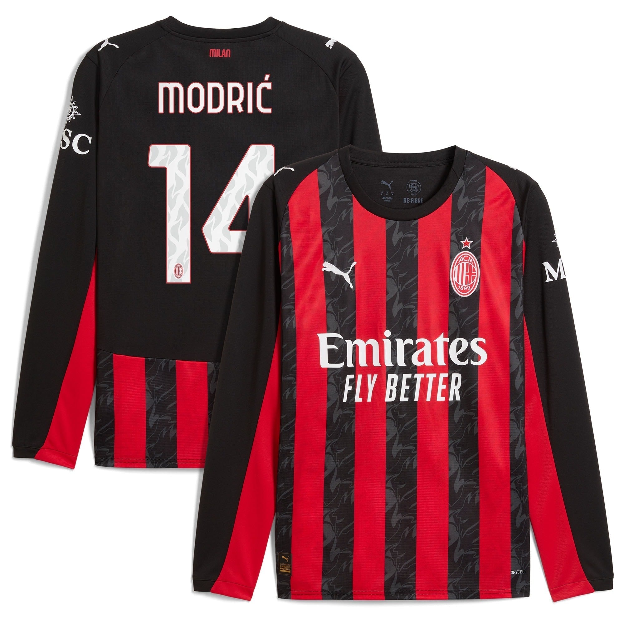 Luka Modric AC Milan Selfika 2025/26 Home Long Sleeve Jersey - Red
