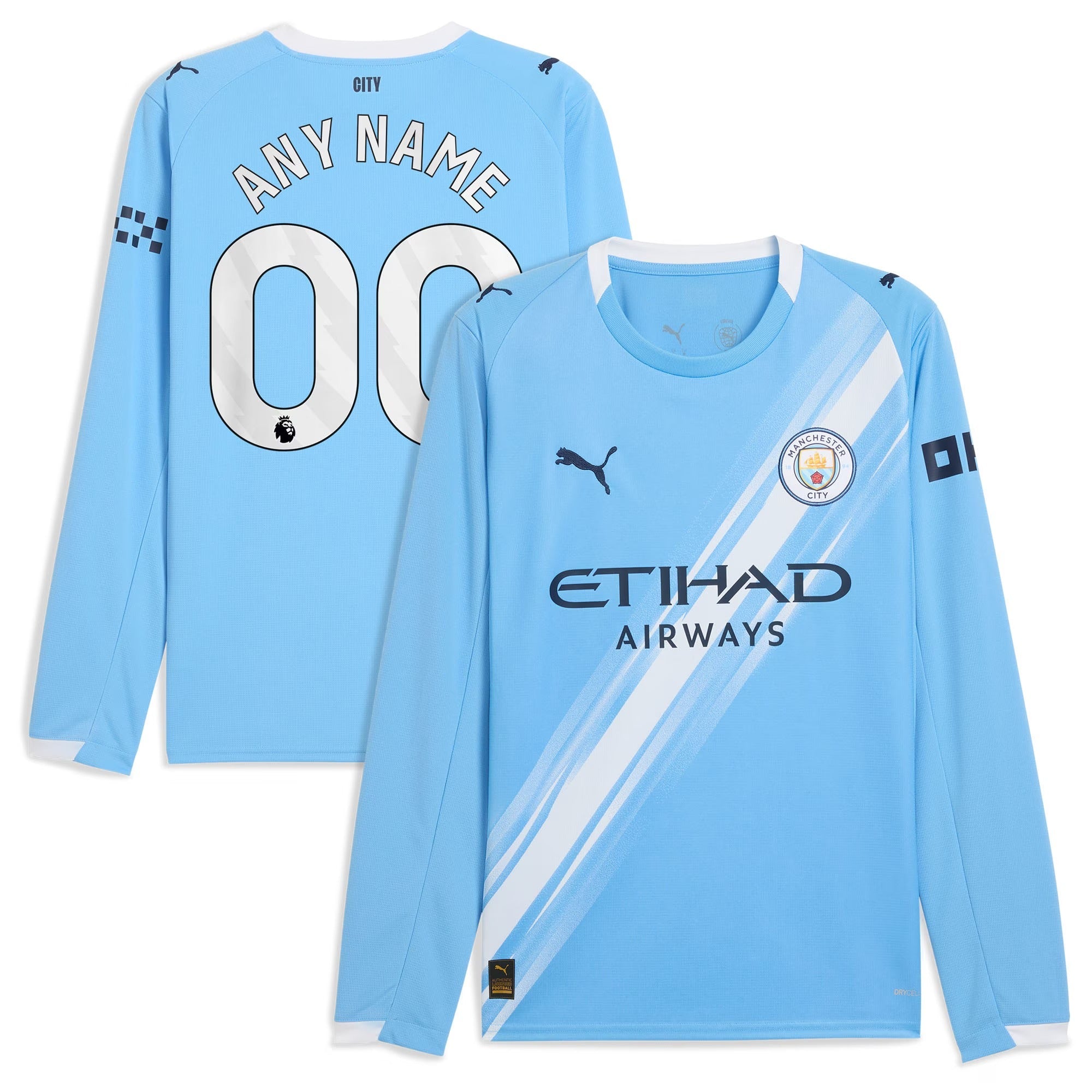 Manchester City Selfika 2025/26 Home Long Sleeve Custom Jersey - Sky Blue