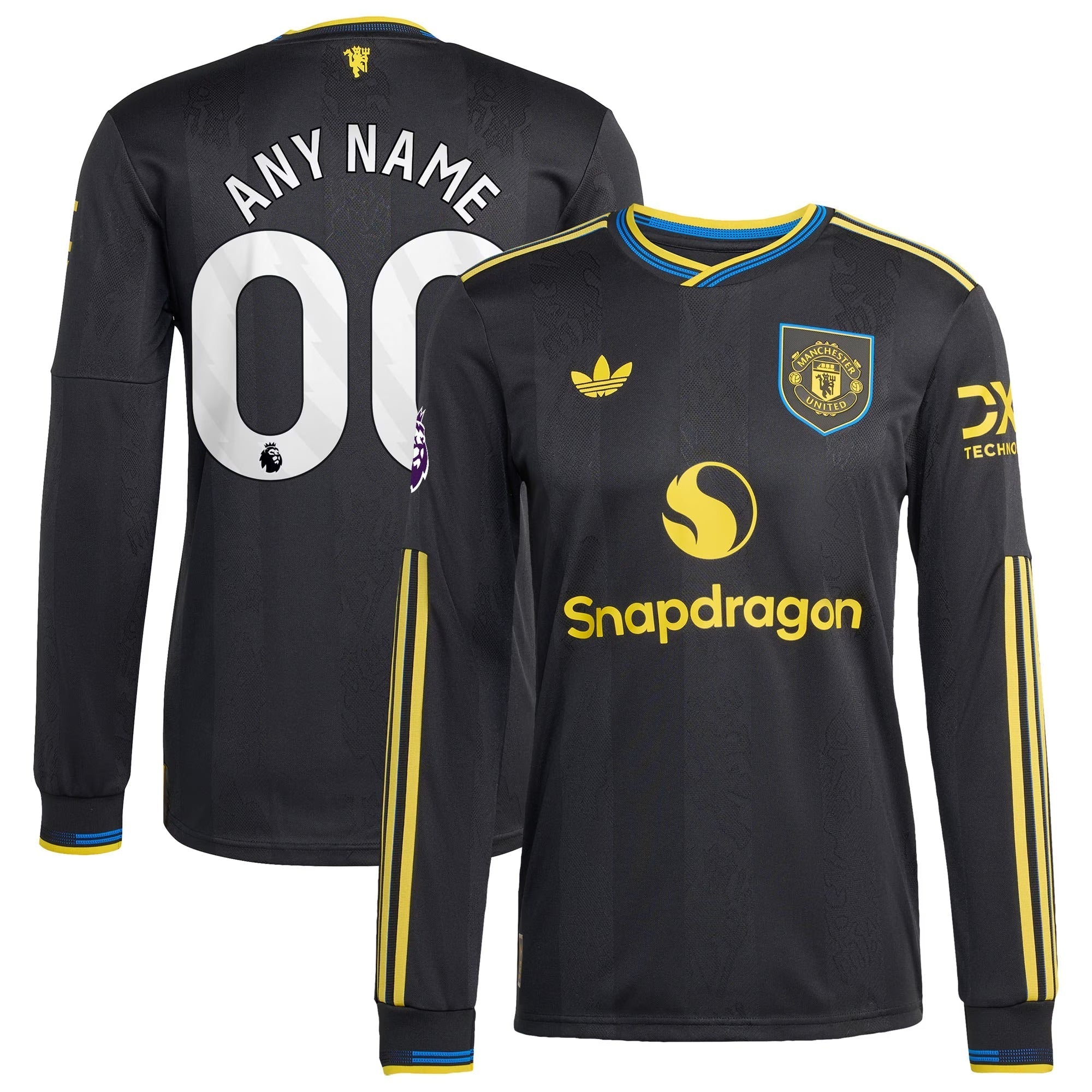 Manchester United Selfika 2025/26 Third Long Sleeve Custom Jersey - Black