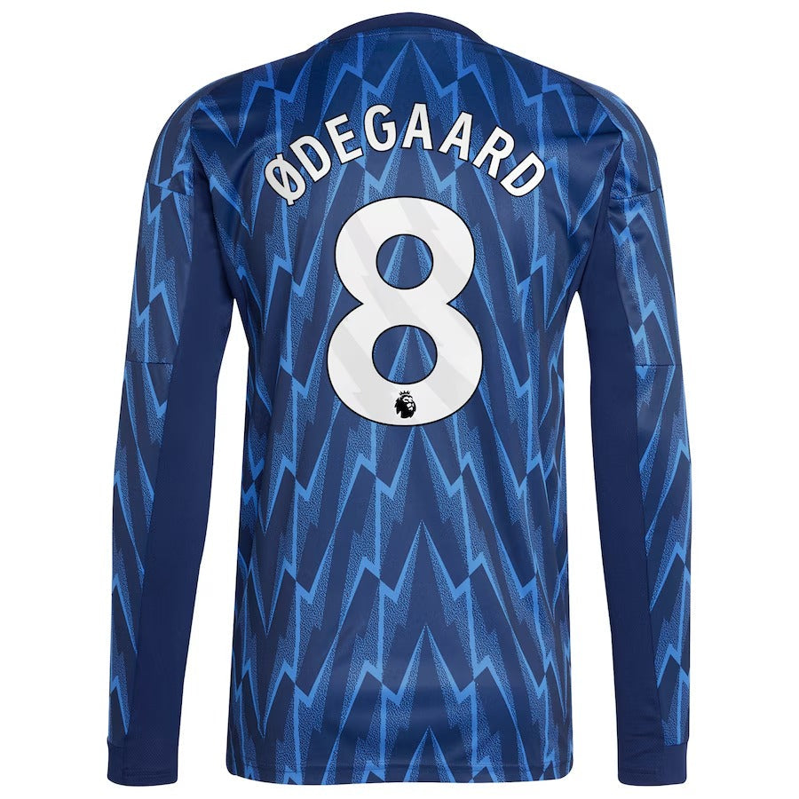 Martin Ødegaard Arsenal Selfika 2025/26 Away Long Sleeve Player Jersey - Blue
