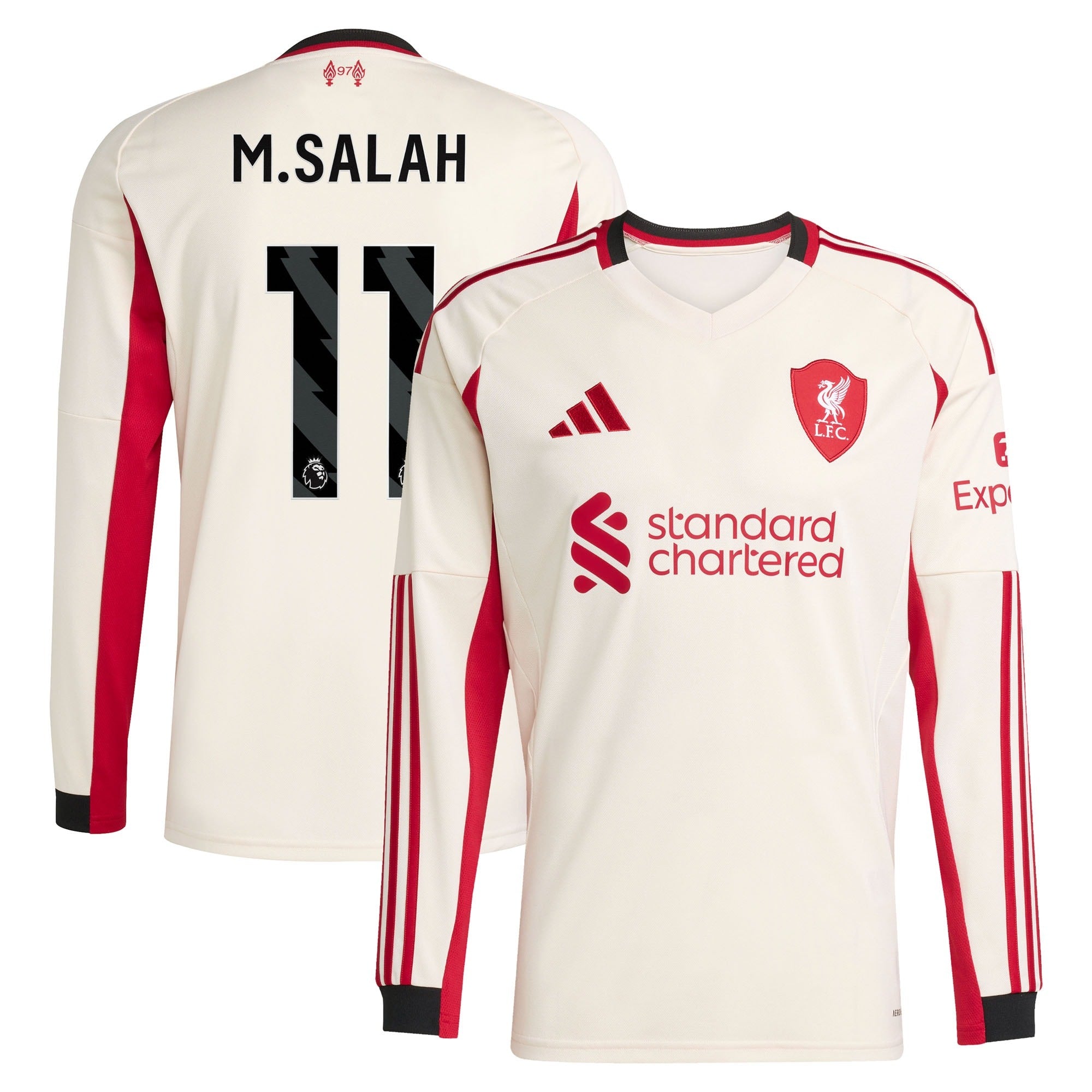 Mohamed Salah Liverpool Selfika 2025/26 Away Long Sleeve Player Jersey - White