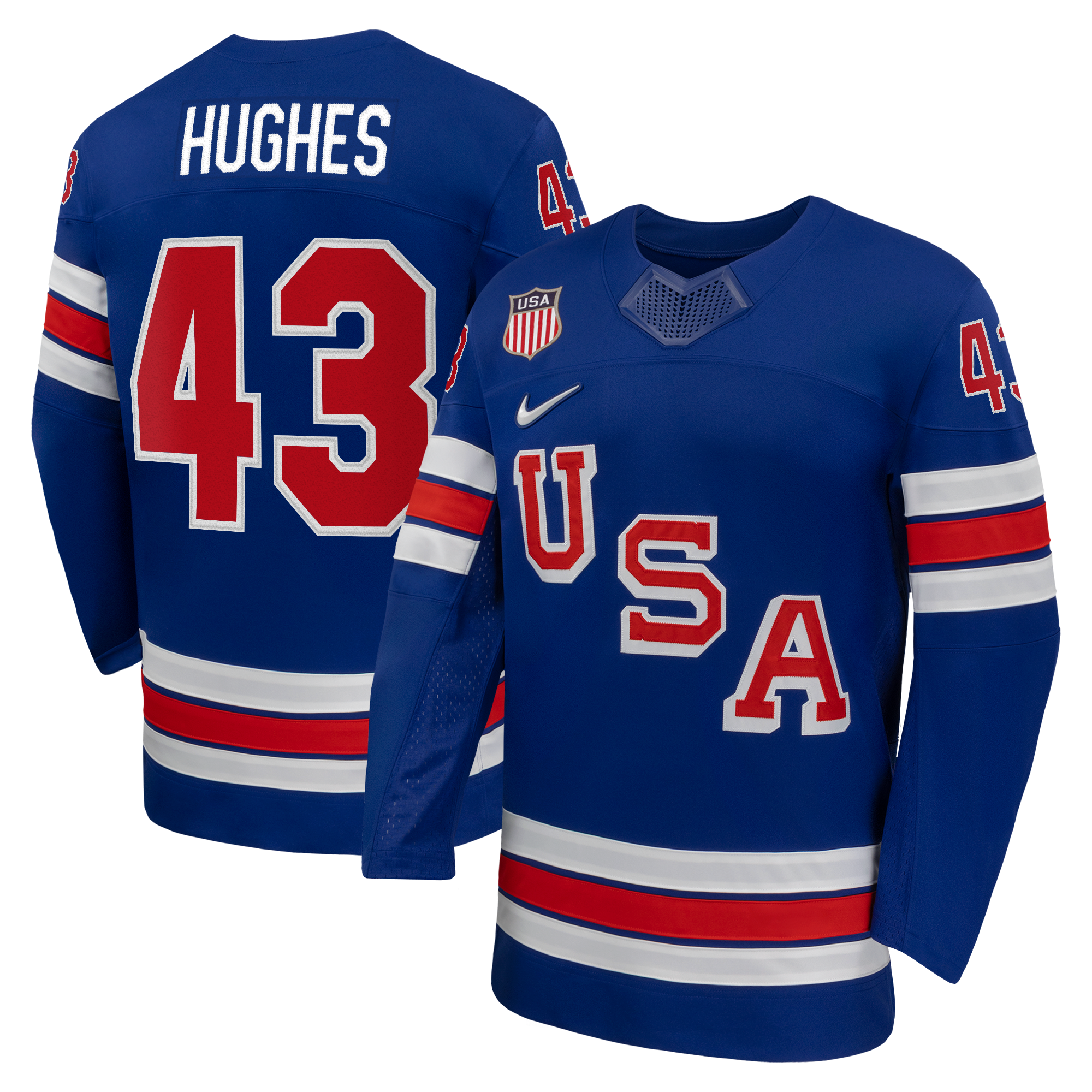 Nike Quinn Hughes #43 USA Hockey 2026 Home Jersey - Royal Blue - Jersey Teams World