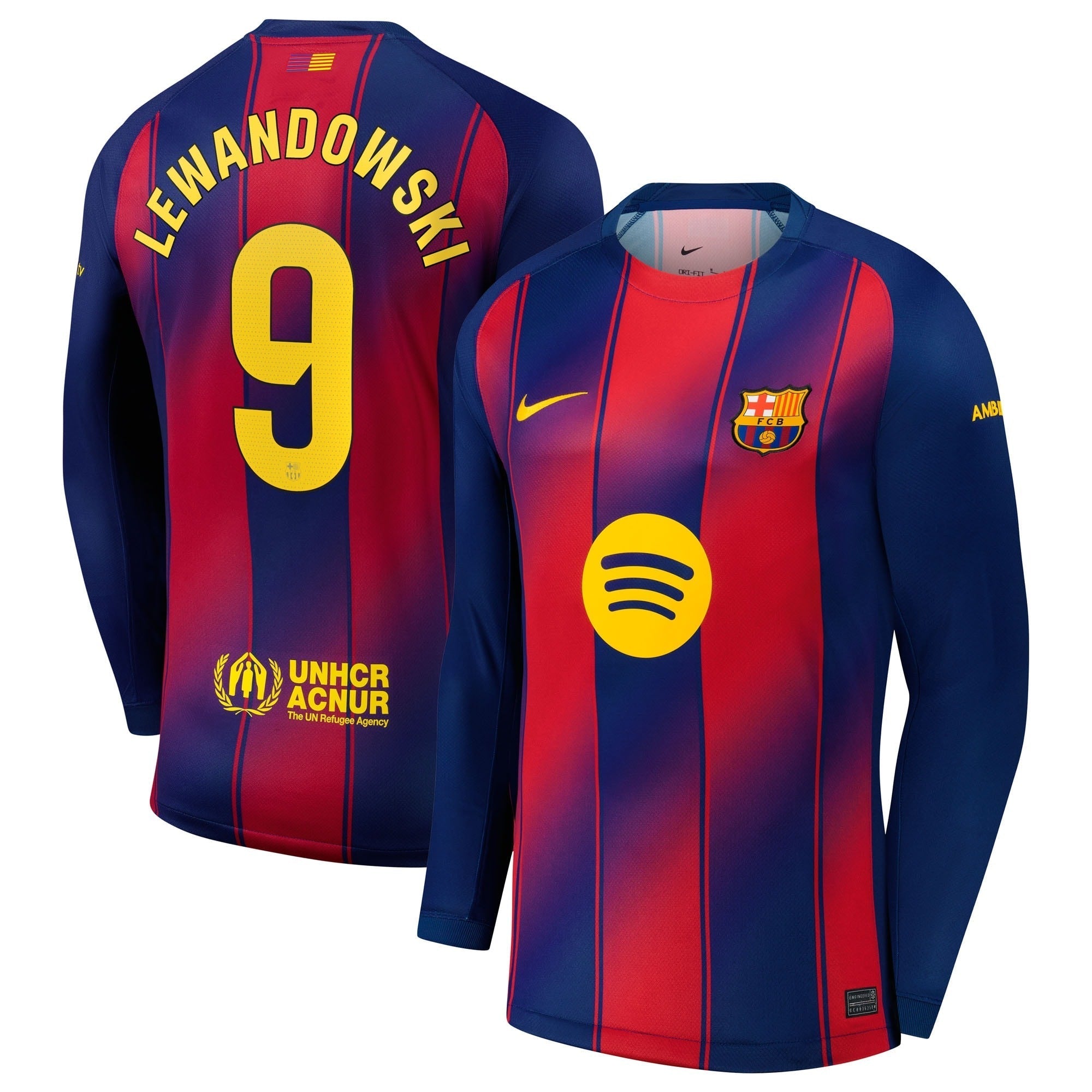 Selfika Robert Lewandowski Barcelona 2025/26 Home Long Sleeve Jersey - Navy