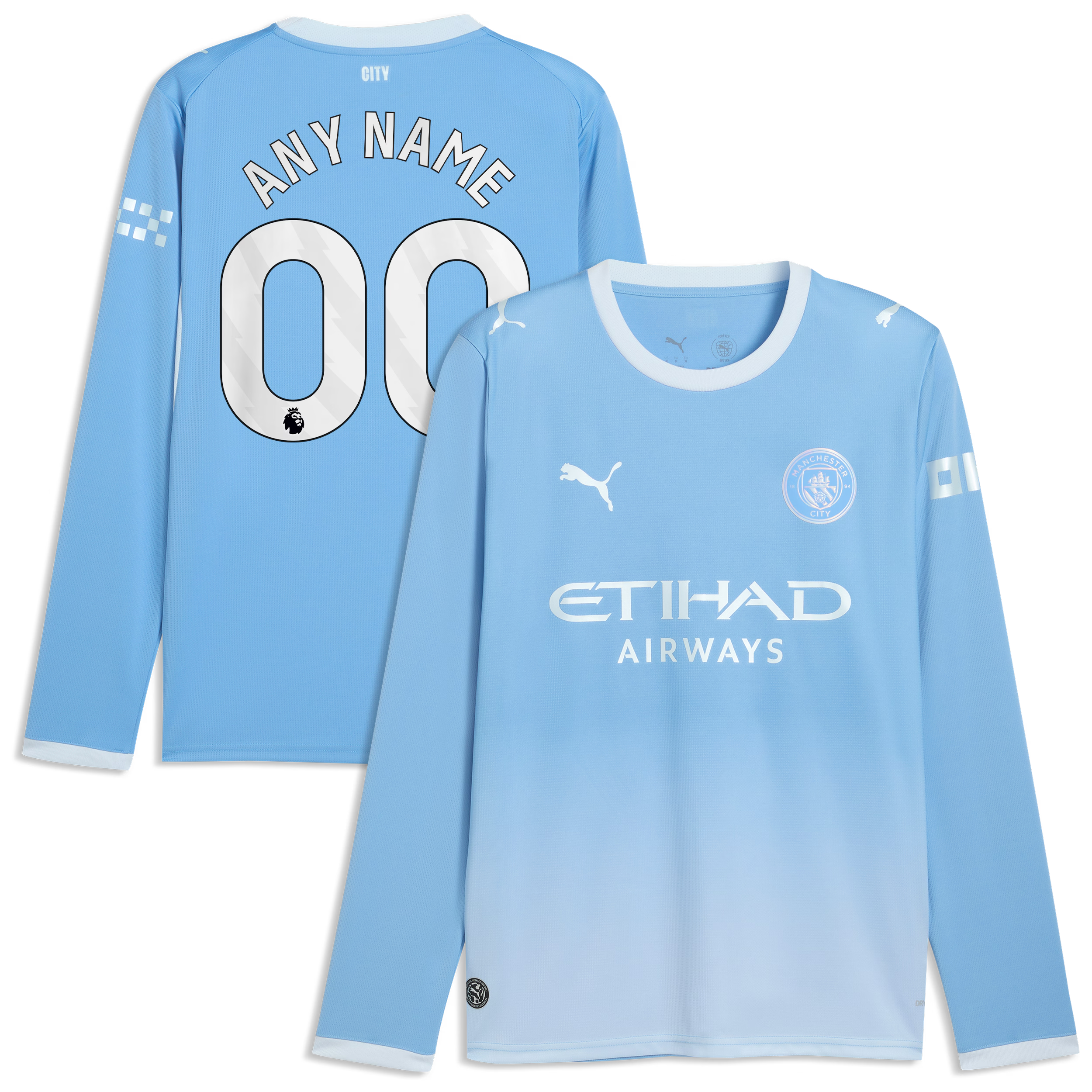 Official Manchester City Puma 2026/27 Home Replica Long Sleeve Custom Jersey - Light Blue - Jersey Teams World