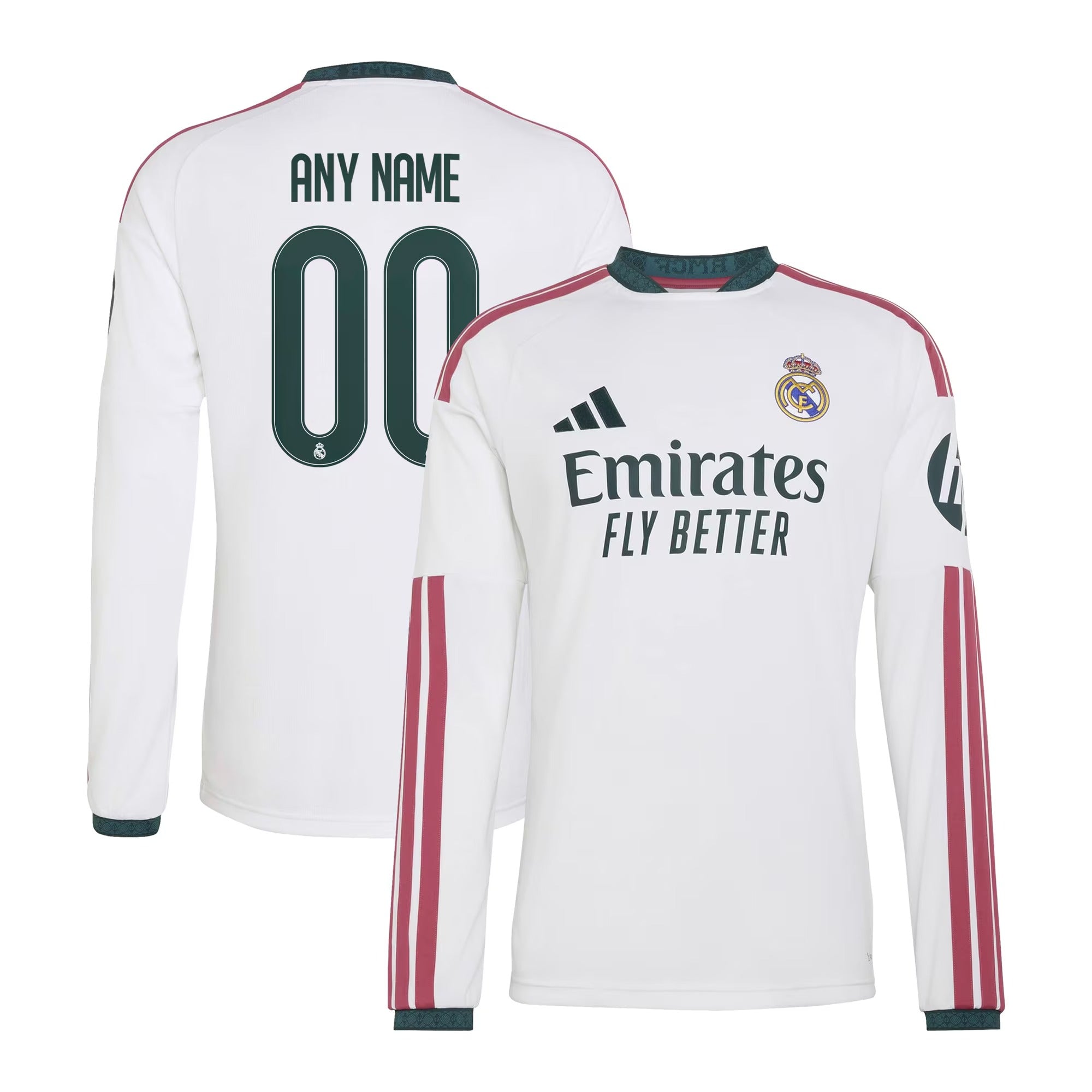 Official Real Madrid adidas 2026/27 Home Replica Custom Long Sleeve Jersey - White - Jersey Teams World
