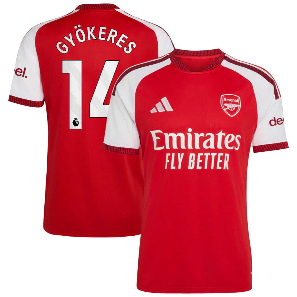 Official Viktor Gyökeres Arsenal adidas 2026/27 Home Replica Jersey - Red Striker Soccer Gear