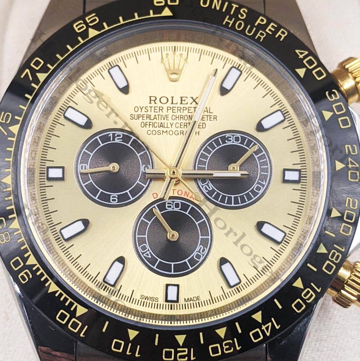 Selfika™ Men's Daytona Cosmograph Champagne Dial Watch 1.6 in
