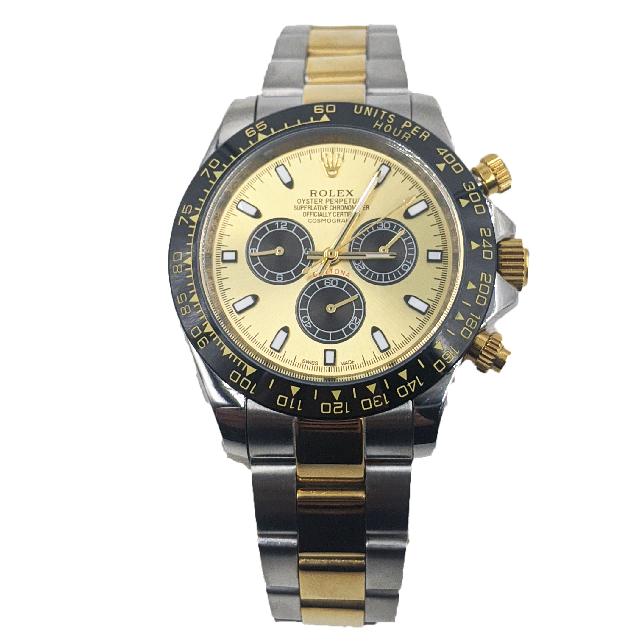 Selfika™ Men's Daytona Cosmograph Champagne Dial Watch 1.6 in