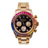Selfika™ Daytona Rose Gold Rainbow Diamond Watch