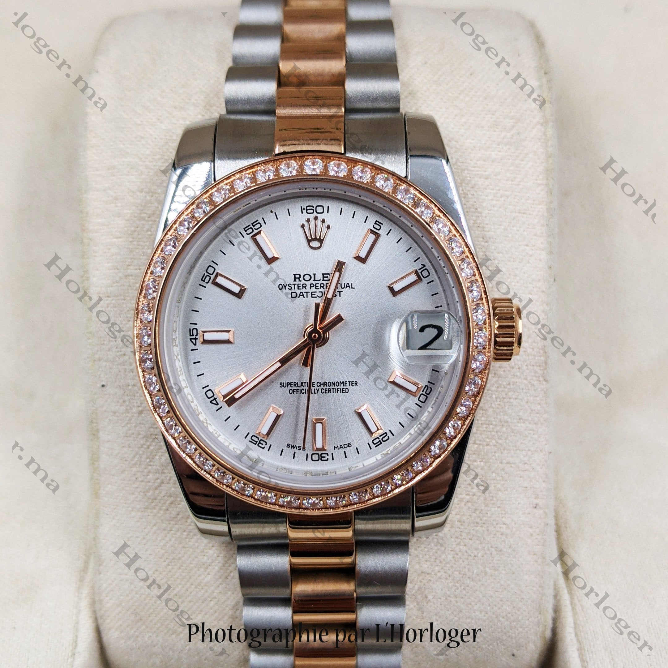 Selfika™ Women's Datejust 1.3 in Mother of Pearl Watch