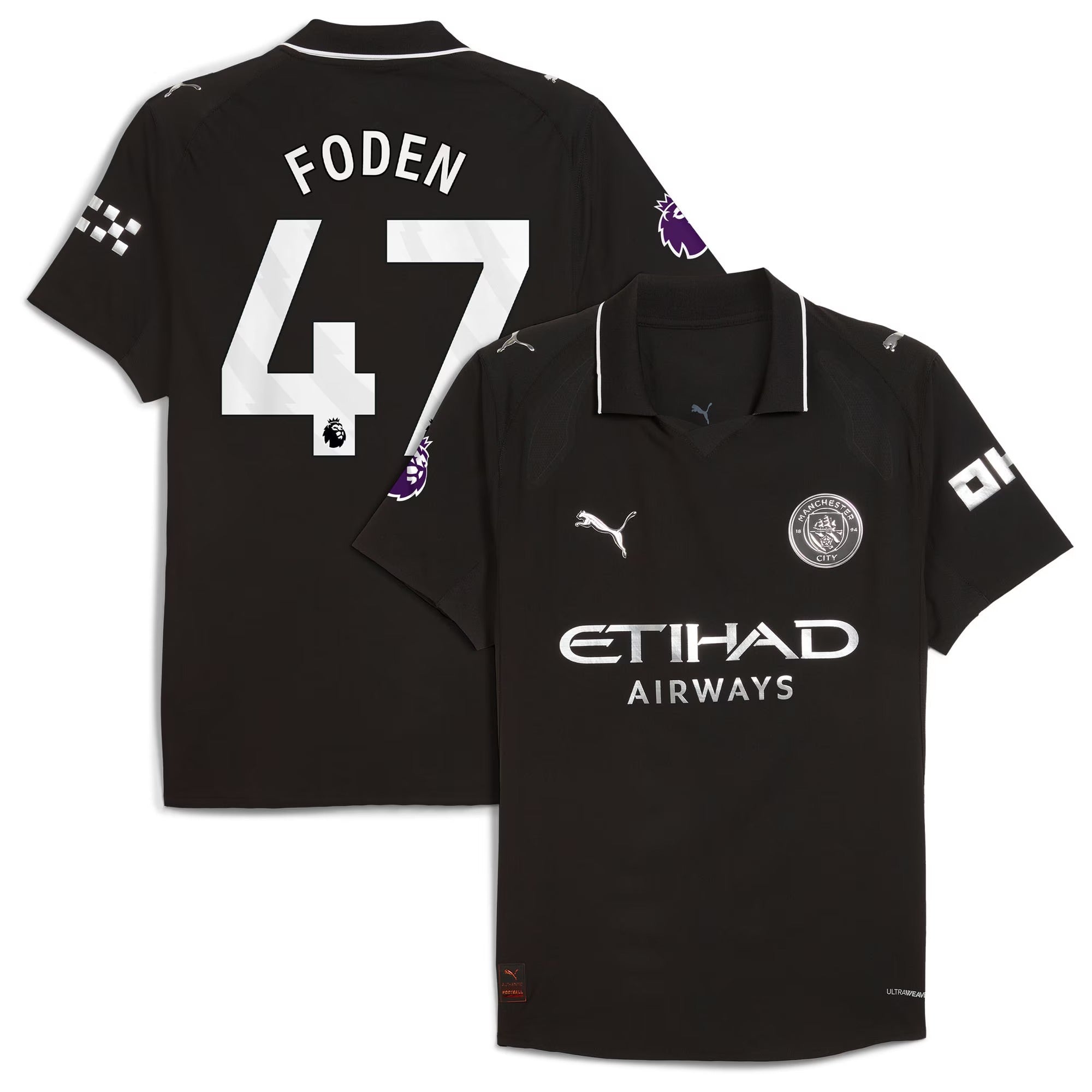 Phil Foden Manchester City Selfika 2025/26 Away Player Jersey - Black