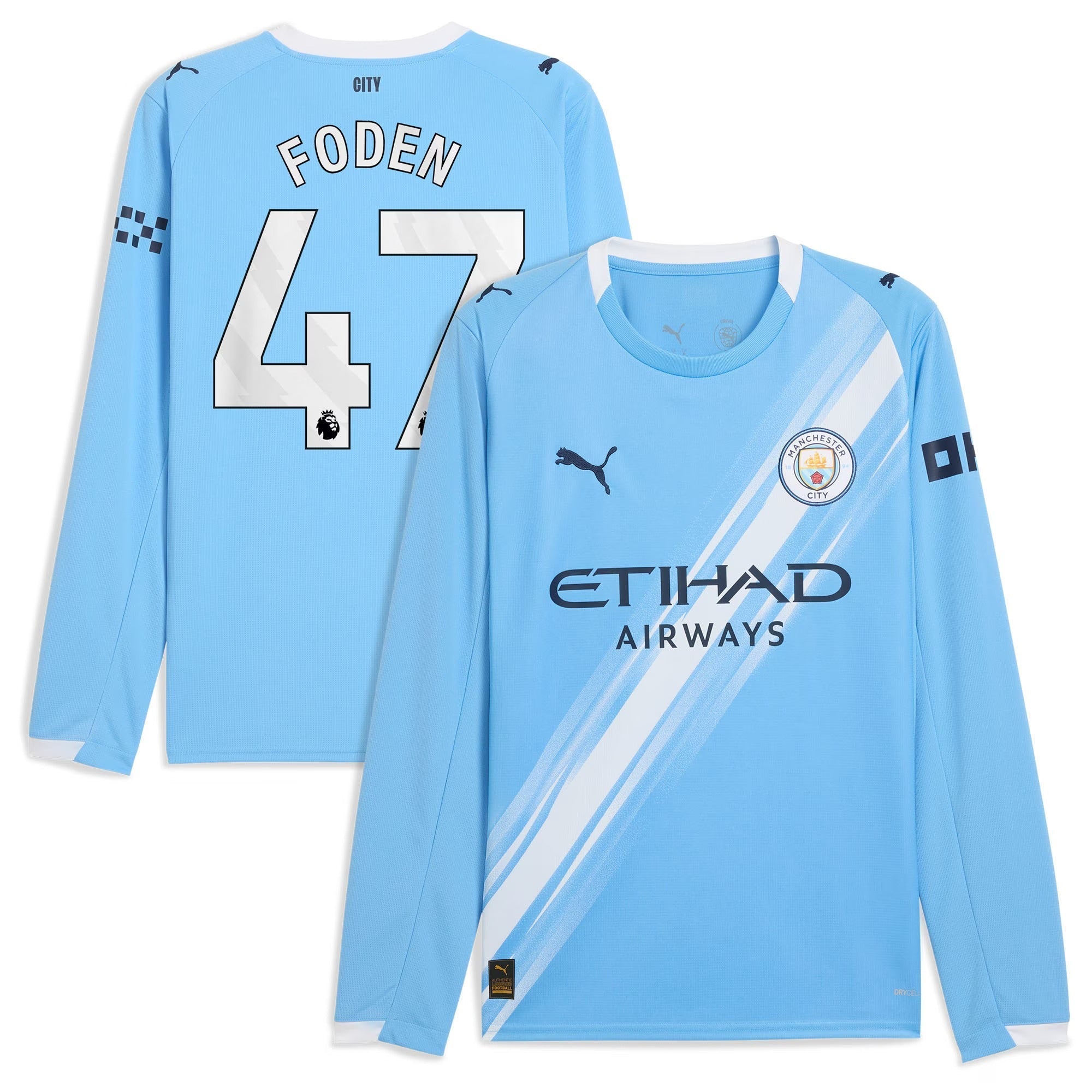 Phil Foden Manchester City Selfika 2025/26 Home Long Sleeve Player Jersey - Sky Blue