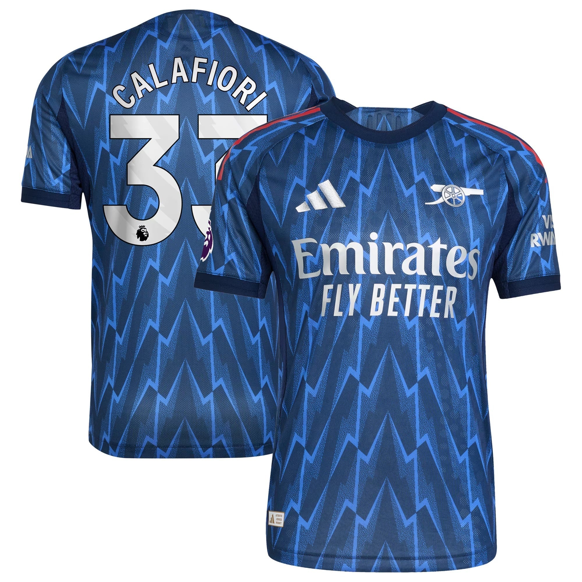 Riccardo Calafiori Arsenal Selfika 2025/26 Away Player Jersey - Blue