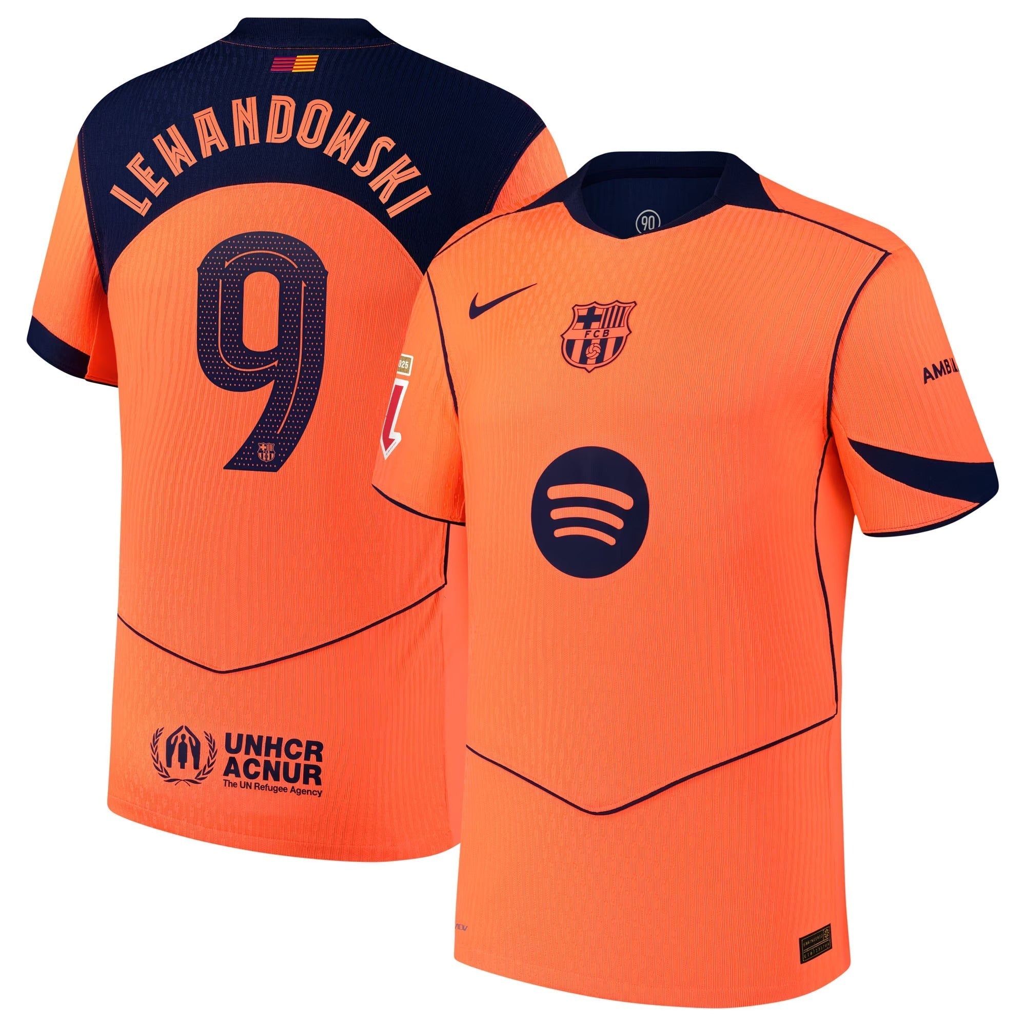 Robert Lewandowski Barcelona Selfika 2025/26 Third Player Jersey - Orange