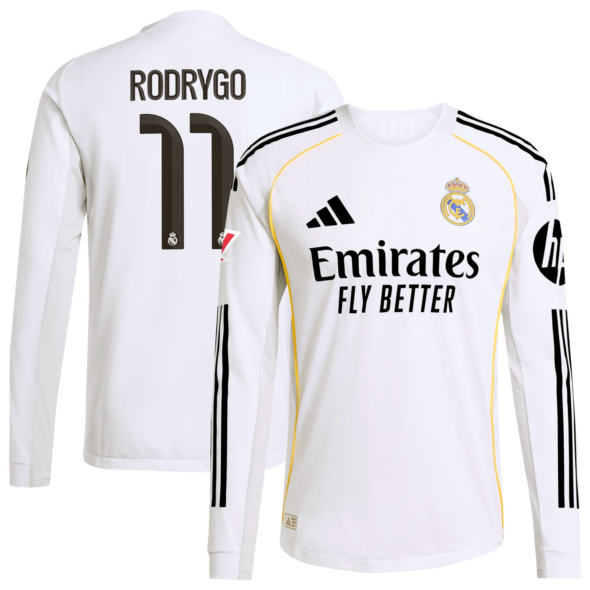 Rodrygo Real Madrid Selfika 2025/26 Home Long Sleeve Jersey - White