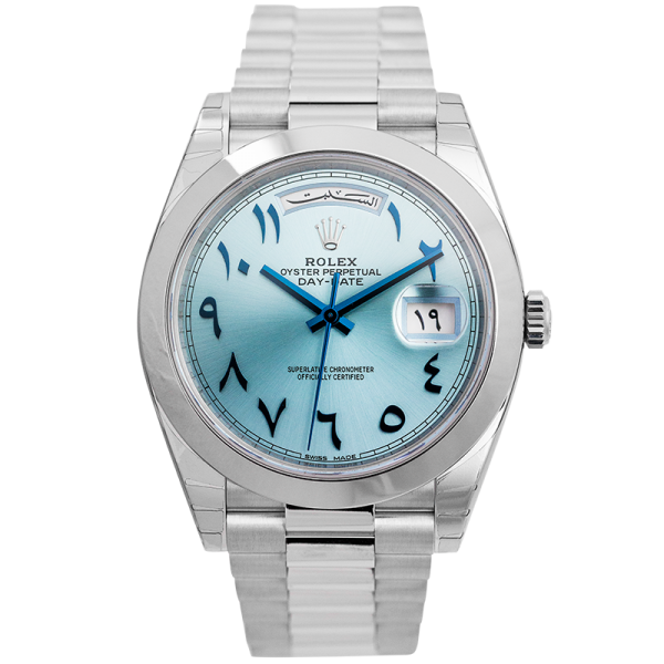 Selfika™ Men's Day-Date 1.6 in Automatic Watch Ice Blue Arabic Dial