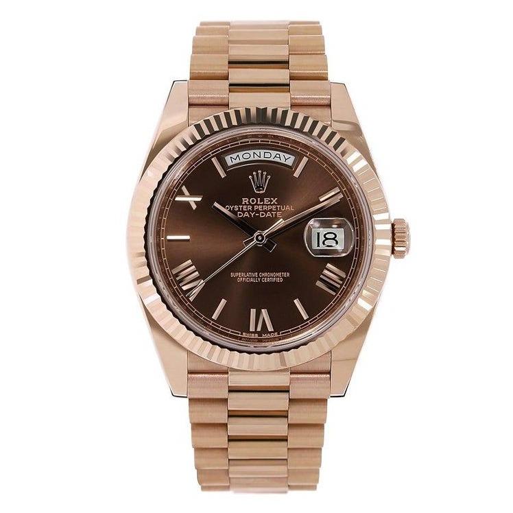 Selfika™ Men's Day-Date Automatic Watch Chocolate Dial 1.6 in