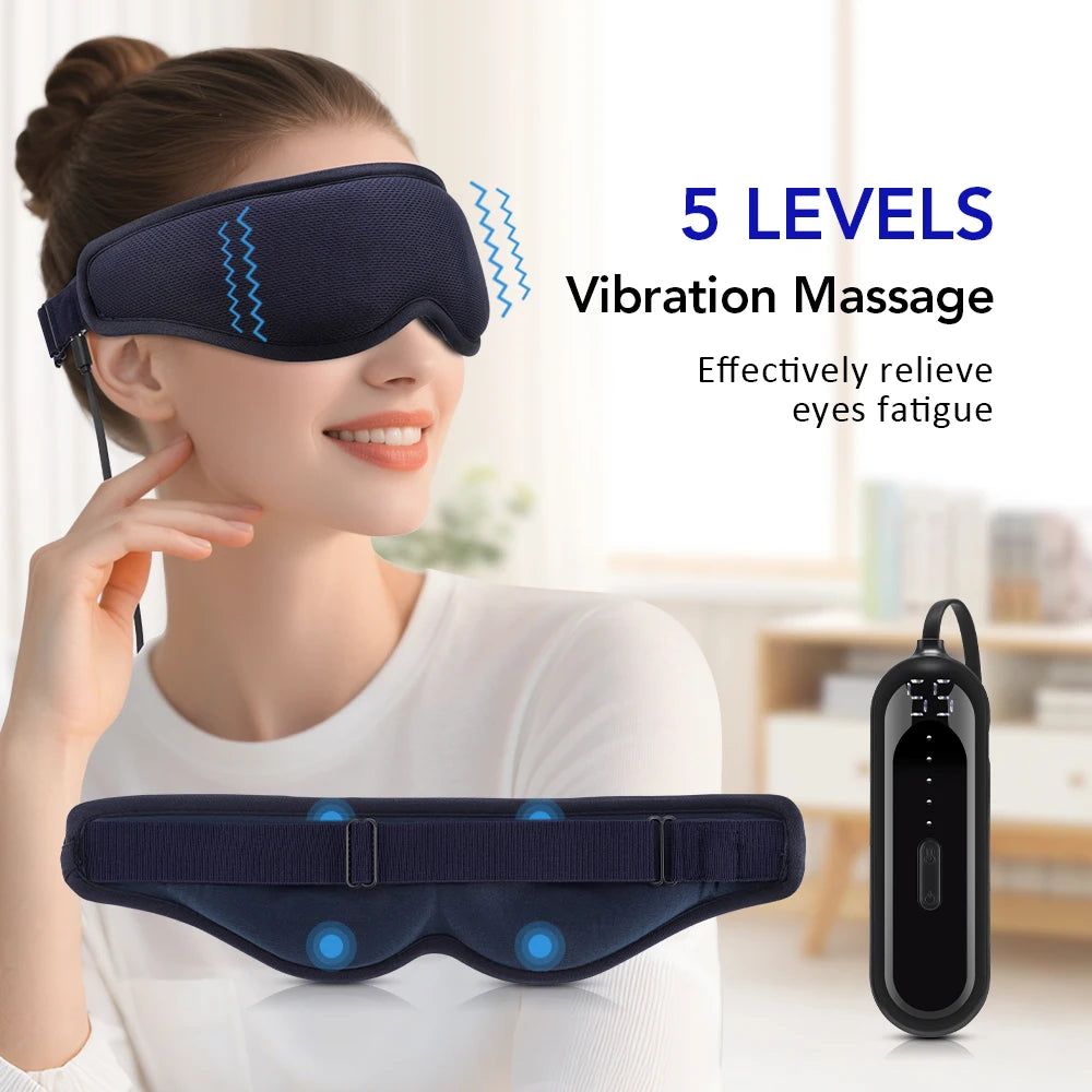 Hailicare 3D Electric Steam Eye Mask – 3-Level Heat, 5-Level Vibration Massage, Fatigue Relief