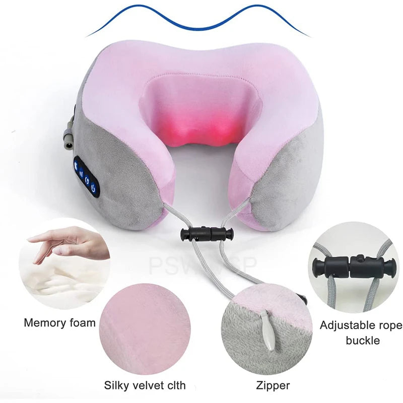Selfika U-Shaped Memory Foam Electric Neck Massager with Deep-Tissue Kneading & Heat