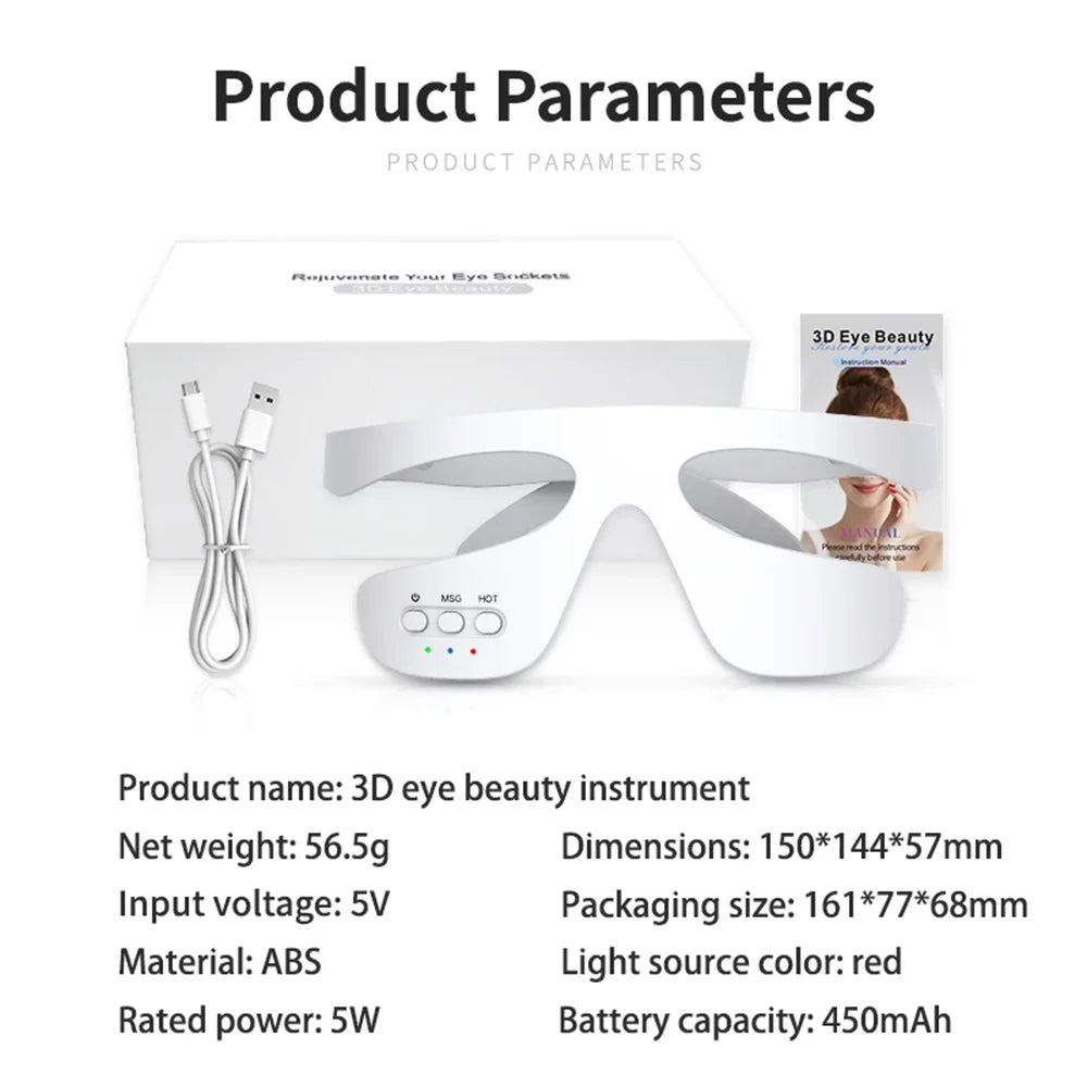 vilnason 3D Visual Eye Massager – Red Light, EMS Micro-Current, Heat for Dark Circle Appearance and Relaxation