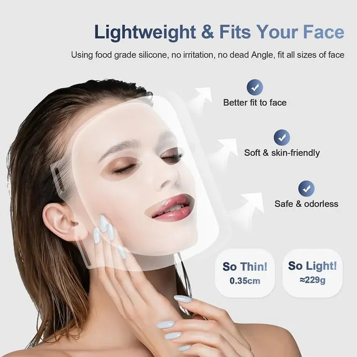 foreverlily Silicone 7-Color LED Face & Neck Mask – Wireless, Anti-Aging Appearance, Skin Rejuvenation