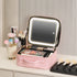 Selfika™ Portable Makeup Train Case – White Waterproof Travel Organizer with 3-Color LED Mirror and Adjustable Dividers