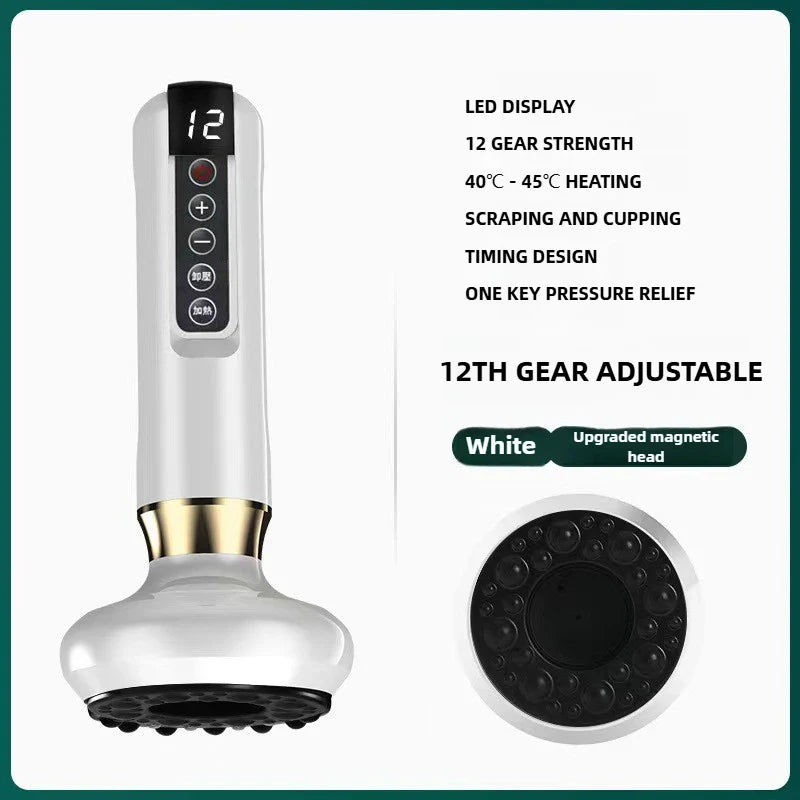 KEMOKO Electric Cupping & Gua Sha Massager – Vacuum Suction, Infrared Heat, 12-Level Adjustable