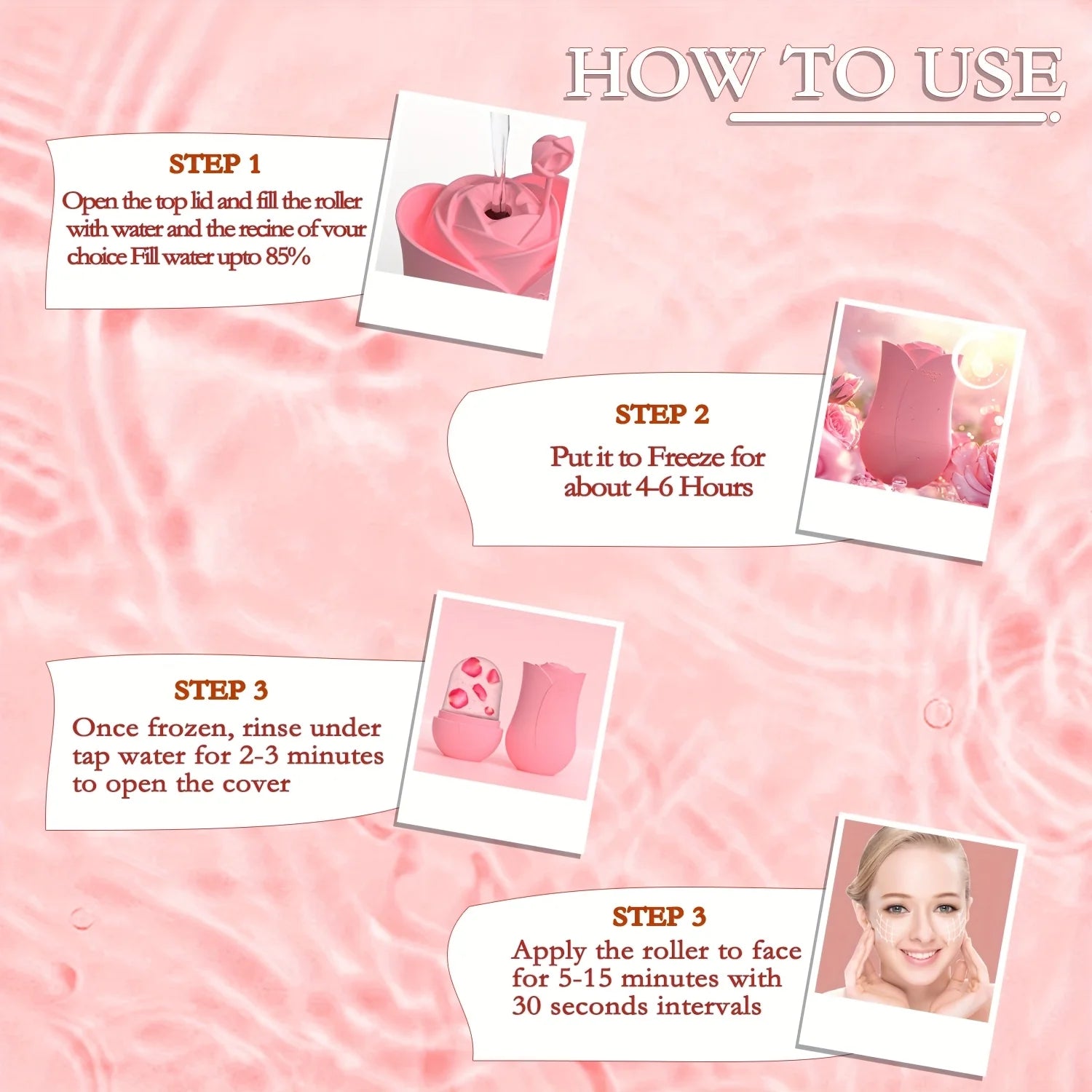 SWZ Silicone Ice Roller Mold for Face & Eyes – Cooling, Firming Appearance, Leak-Proof Facial Tool