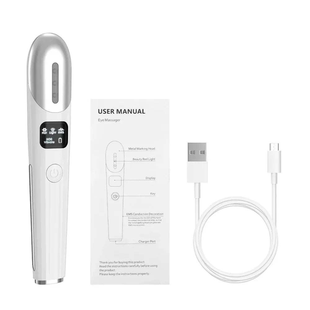 miitina EMS Microcurrent Facial Wand – Red Light, Heat, Vibration, Anti-Wrinkle Appearance, USB Rechargeable
