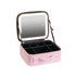 Selfika™ Portable Makeup Train Case – White Waterproof Travel Organizer with 3-Color LED Mirror and Adjustable Dividers