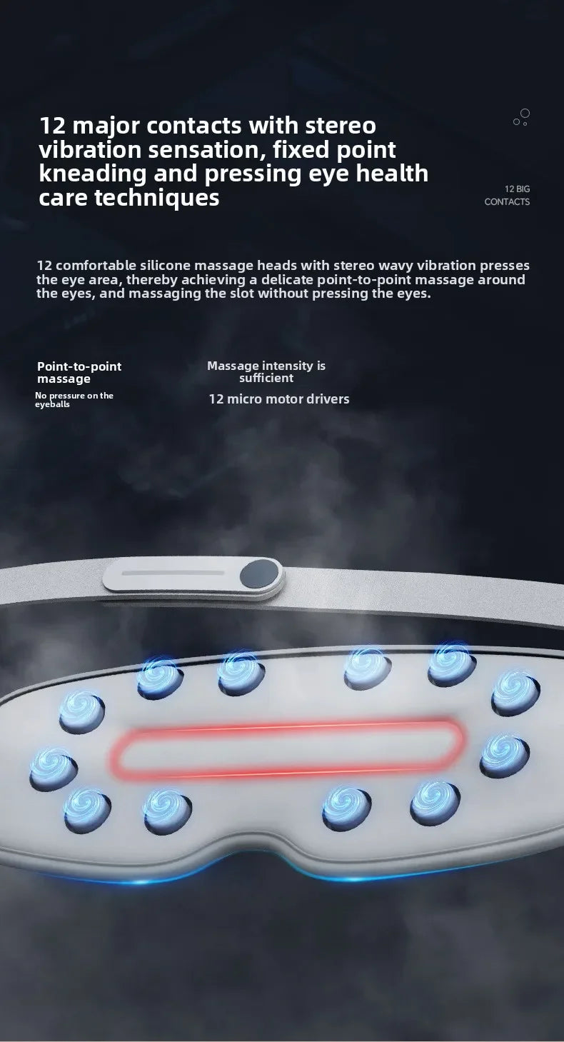 CAMMUO Electric Heated Eye Massager with 7 Massage Modes and Hot Compress for Relaxation