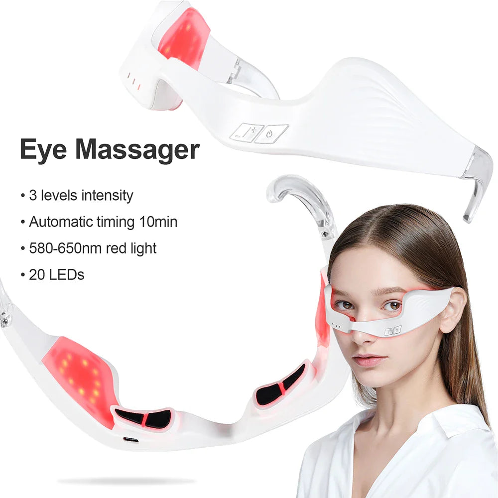 foreverlily Electric Eye Massager Glasses – EMS Microcurrent, Red Light, Warmth, Fatigue Relief