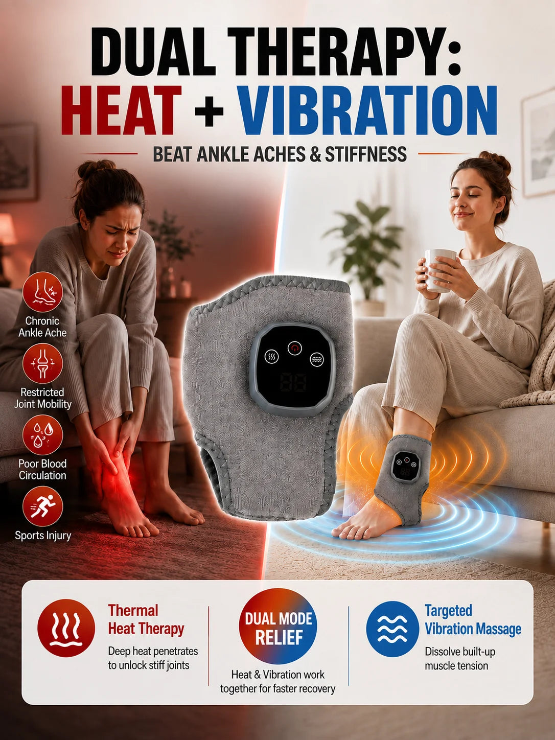 Selfika™ Portable Heated Ankle Massager Foot Brace Wrap