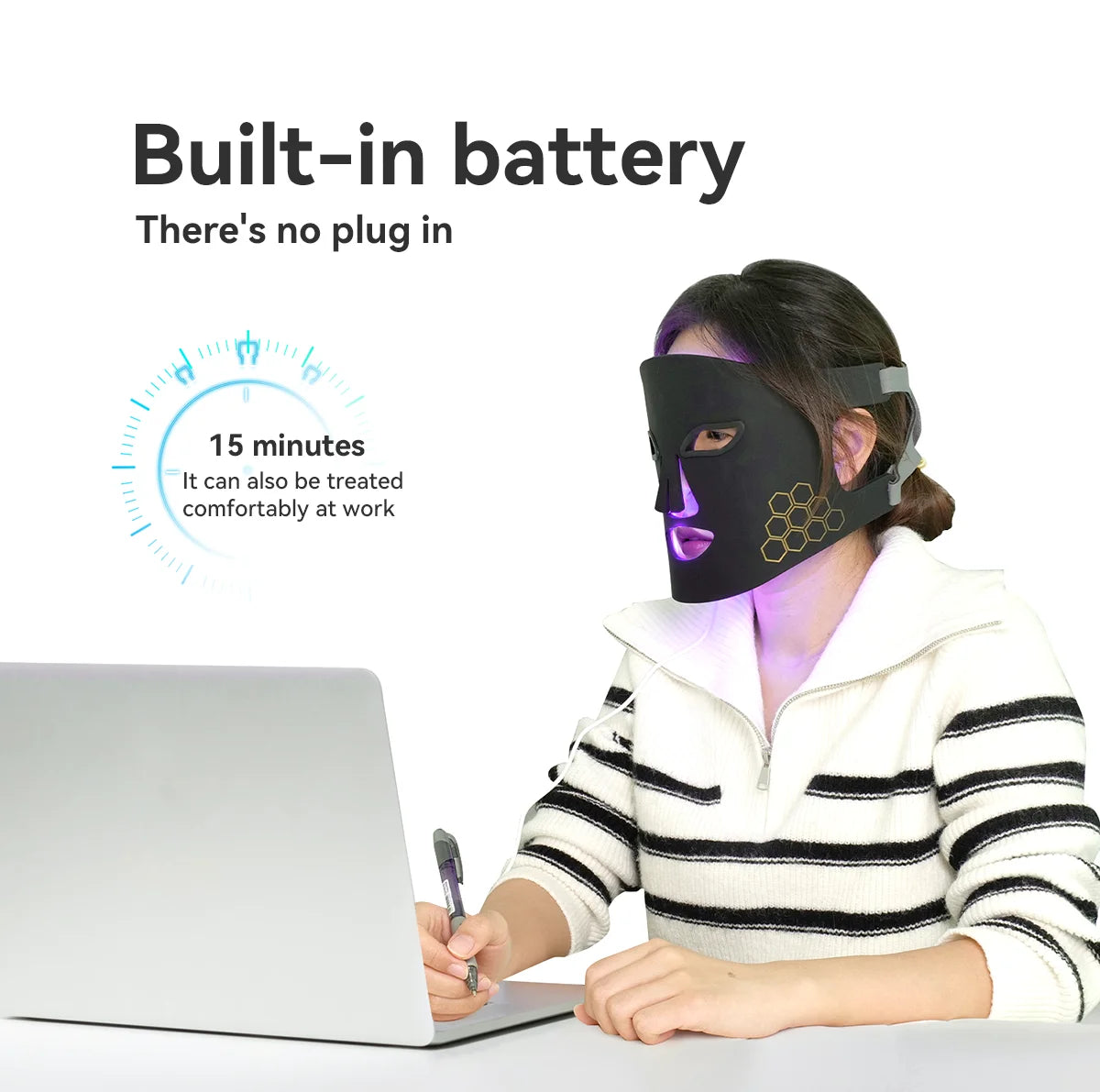 hello face Portable LED Light Therapy Mask – Red, IR, Blue, Acne Appearance, Skin Rejuvenation Home Use