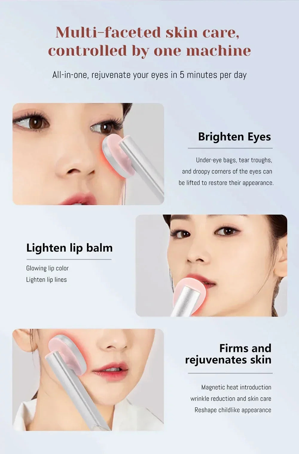 miitina 7-Color LED EMS Microcurrent Eye Massager – Anti-Wrinkle Appearance, Heated, USB Rechargeable