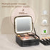 Selfika™ Portable Makeup Train Case – White Waterproof Travel Organizer with 3-Color LED Mirror and Adjustable Dividers