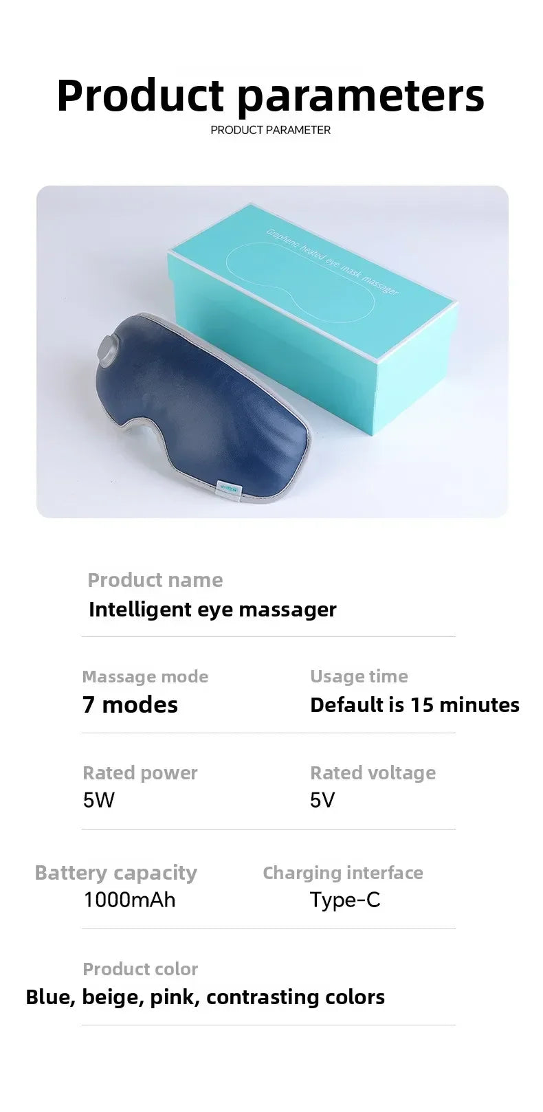 CAMMUO Electric Heated Eye Massager with 7 Massage Modes and Hot Compress for Relaxation