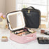 Selfika™ Portable Makeup Train Case – White Waterproof Travel Organizer with 3-Color LED Mirror and Adjustable Dividers