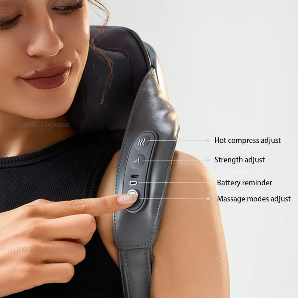 Deep Tissue Shiatsu Neck and Shoulder Massager with Heat and Kneading Technology