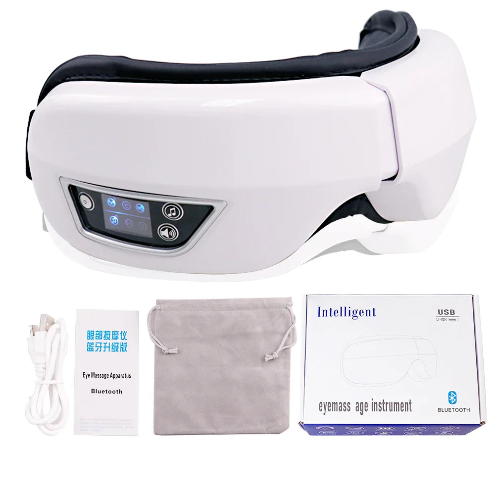 Raiuleko Smart Airbag Compression Eye Massager – Portable Vibration and Heat Relaxation Device with Bluetooth Music