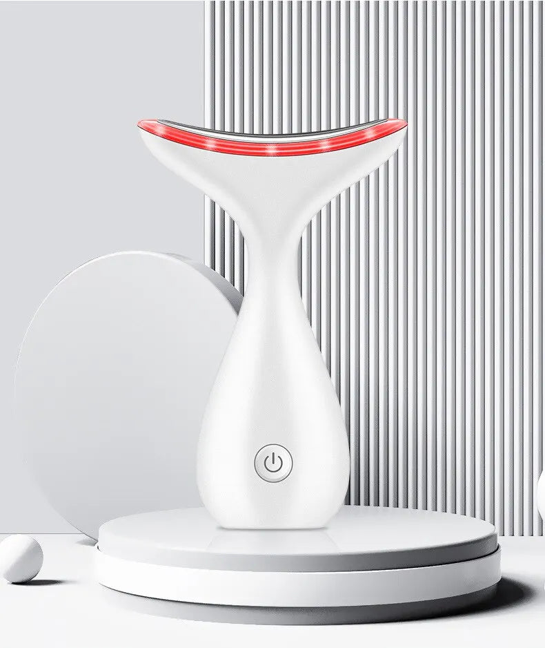 miqmi EMS Microcurrent LED Neck & Face Beauty Instrument – Anti-Wrinkle Appearance, Rechargeable Massager